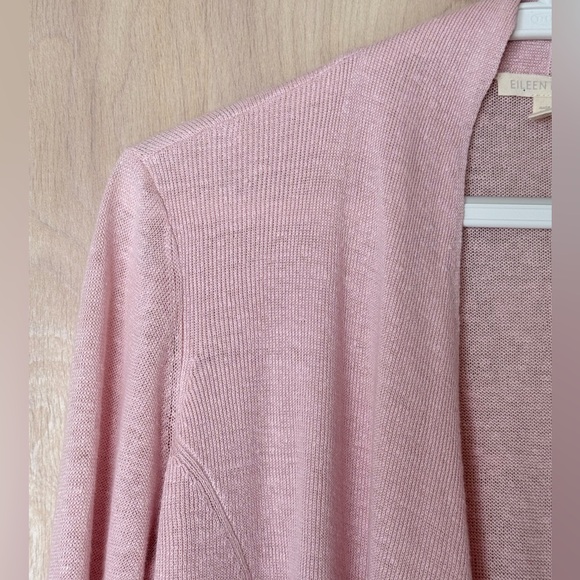 Eileen Fisher Organic Linen Open Front Cardigan Waterfall Style Pink Small - Picture 4 of 12